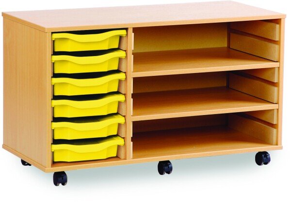 Monarch 6 Shallow Tray Unit with 2 Adjustable Shelves - Yellow