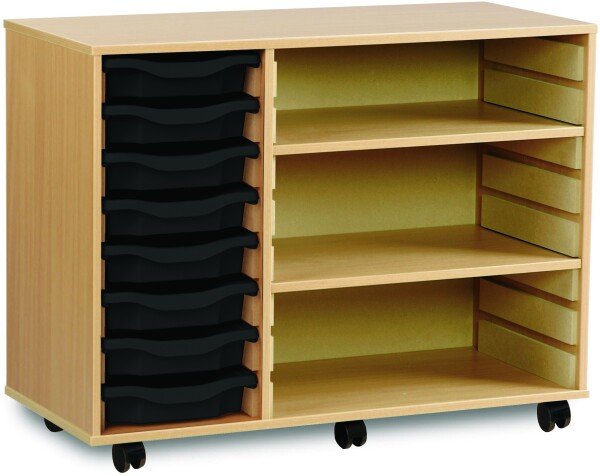 Monarch 8 Shallow Tray Unit with 2 Adjustable Shelves - Black
