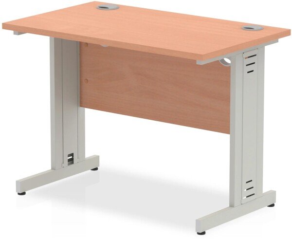 Dynamic Impulse Rectangular Desk with Cable Managed Legs - 1000mm x 800mm - Beech