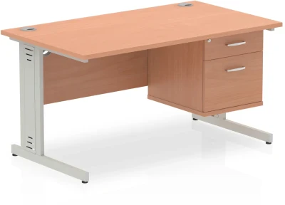 Dynamic Impulse Rectangular Desk with Cable Managed Legs and 2 Drawer Top Pedestal
