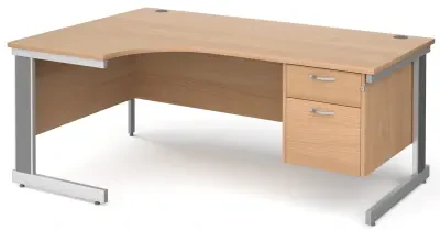 Gentoo Corner Desk with 2 Drawer Pedestal and Cable Managed Leg 1800 x 1200mm