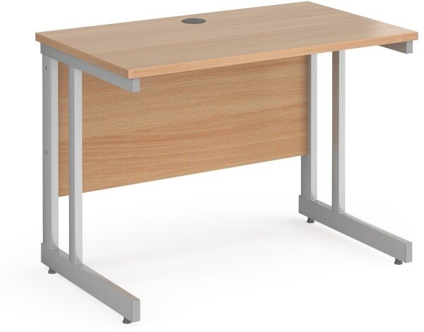 Gentoo Rectangular Desk with Twin Cantilever Legs - 1000mm x 600mm - Beech