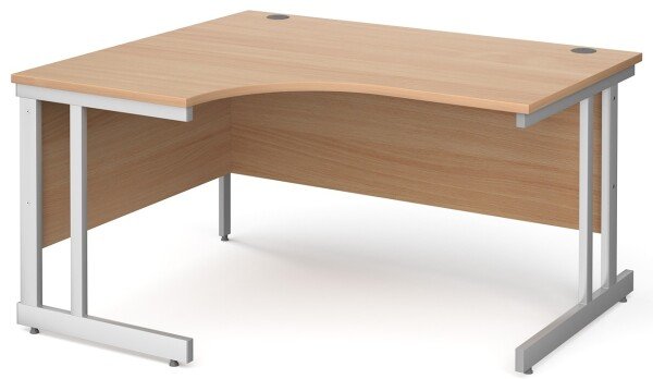Gentoo Corner Desk with Double Upright Leg 1400 x 1200mm - Beech