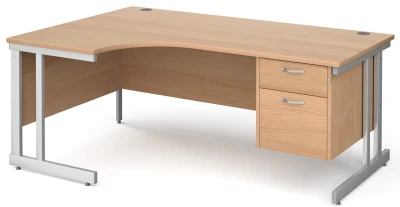 Gentoo Corner Desk with 2 Drawer Pedestal and Double Upright Leg 1800 x 1200mm