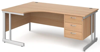Gentoo Corner Desk with 3 Drawer Pedestal and Double Upright Leg 1800 x 1200mm