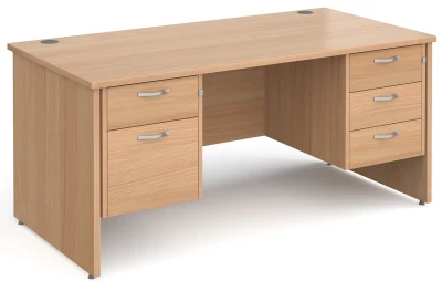 Gentoo Rectangular Desk with Panel End Legs, 2 and 3 Drawer Fixed Pedestals