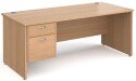 Gentoo Rectangular Desk with Panel End Legs and 2 Drawer Fixed Pedestal - 1800mm x 800mm
