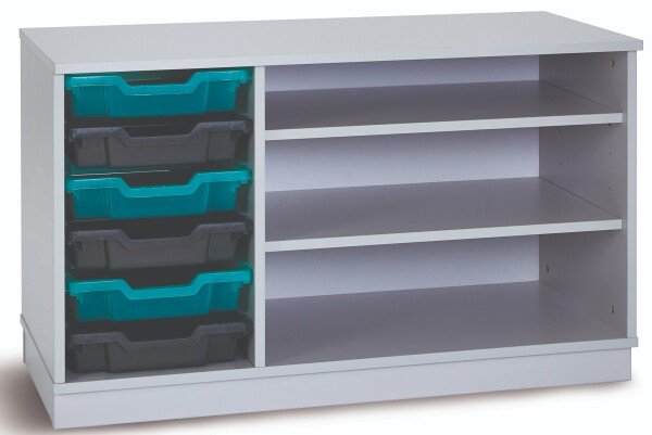 Monarch Premium Static 6 Shallow Tray Unit with 2 Shelf Compartment - Grey