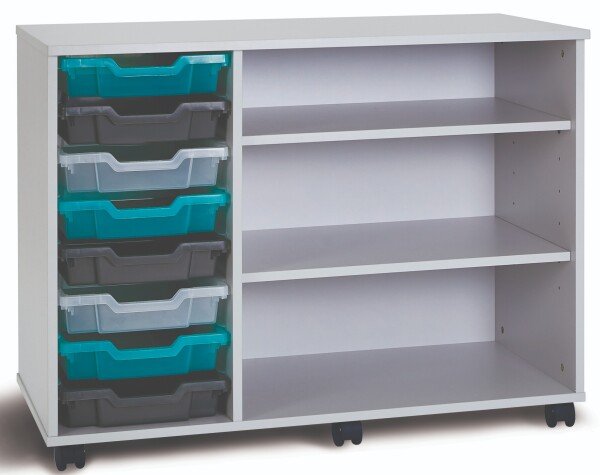 Monarch Premium Mobile 8 Shallow Tray Unit with 2 Shelf Compartment - Grey