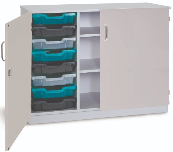 Monarch Premium Static 8 Shallow Tray Unit with 2 Shelf Compartment and Doors - Grey