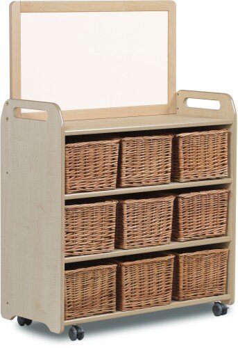 Millhouse Mobile Shelf Unit with Top Magnetic Whiteboard Add-on and 9 Baskets