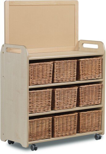 Millhouse Mobile Shelf Unit With Top Display Add-on And 9 Baskets