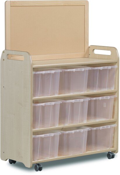 Millhouse Mobile Shelf Unit with Top Display Add-on & 9 Clear Tubs