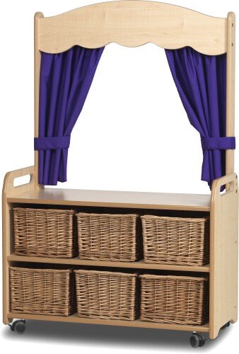 Millhouse Mobile Tall Unit with Theatre Add-on and 6 Baskets and Purple Curtains