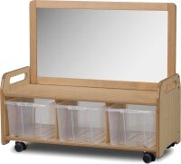 Millhouse Mobile Mirror Storage Unit With 3 Clear Tubs