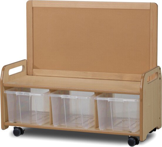 Millhouse Mobile Low Display Storage Unit With 3 Clear Tubs
