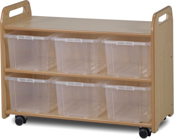 Millhouse Mobile Shelf Unit With Display/mirror Back And 6 Clear Tubs