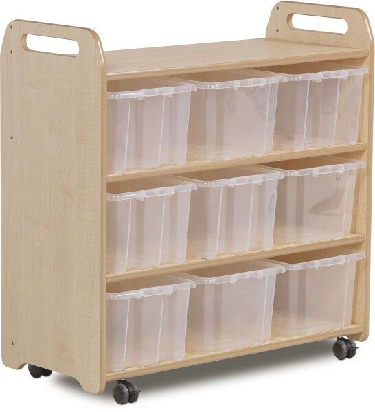 Millhouse Mobile Shelf With Mirror Back & 9 Clear Tubs