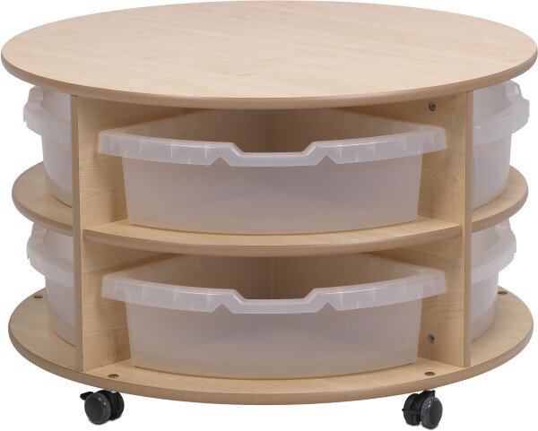 Millhouse Double Tier Mobile Circular Storage Unit With Clear Tubs