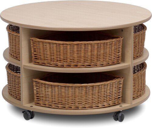 Millhouse Double Tier Mobile Circular Storage Unit Plus Baskets and Indoor Maths Kit