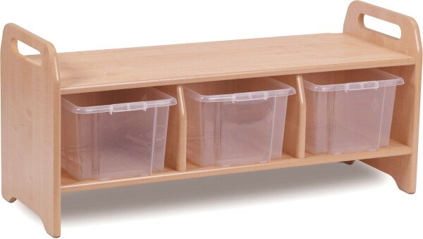 Millhouse Storage Large Bench with 3 Clear Tubs