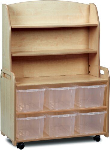 Millhouse Mobile Welsh Dresser Display Storage With 6 Clear Tubs And Loose Parts Kit