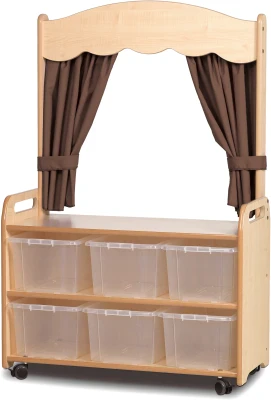 Millhouse Mobile Tall Unit with Theatre Add-on with 6 Clear Tubs & Tuape Curtains