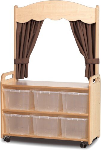 Millhouse Mobile Tall Unit With Theatre Add-on With 6 Clear Tubs And Tuape Curtains