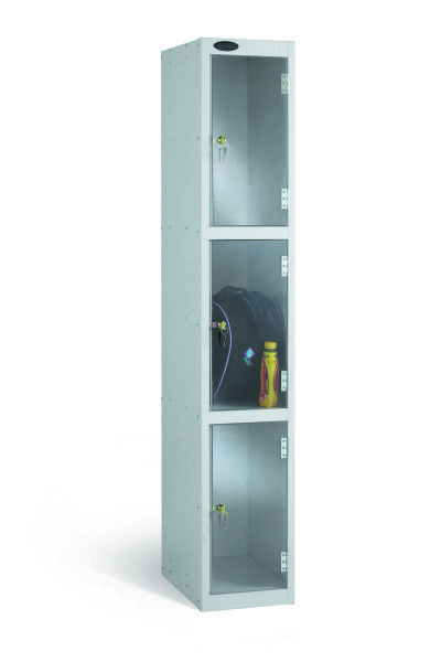 Probe Three Compartment Clear Door Single Nest Locker - 1780 x 305 x 380mm