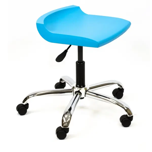 KI Postura+ Low Task Stool - Chrome Base & Castors - Aqua Blue