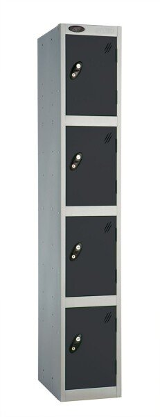 Probe 4 Door Single Steel Locker - 1780 x 305 x 305mm - Black (RAL 9004)
