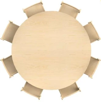 Millhouse Large Circular Table + 8 Beech Stacking Chairs - 210mm High