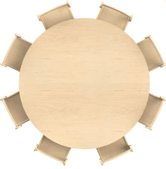 Millhouse Large Circular Table + 8 Beech Stacking Chairs - 260mm High