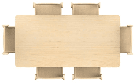 Millhouse Medium Rectangular Table + 6 Beech Stacking Chairs - 210mm High