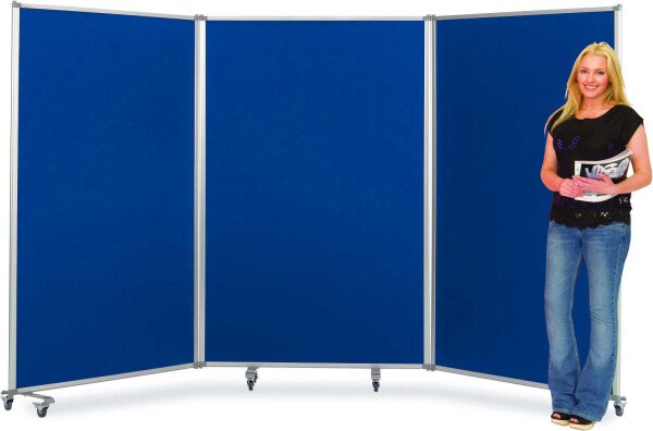 Spaceright Tri Screen Mobile Partitions And Display - Blue