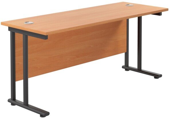 TC Twin Upright Rectangular Desk with Twin Cantilever Legs - 1600mm x 600mm - Beech