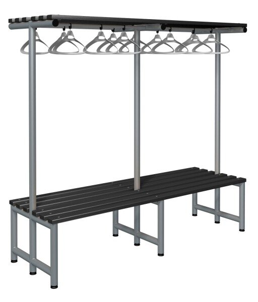 Probe Cloakroom Double Sided Overhead Hanging Bench 2000 x 720 x 475mm - Black Polymer
