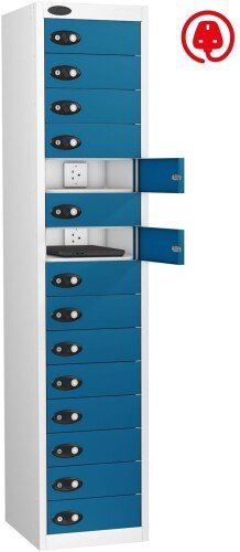 Probe LapBox 15 Compartment Locker With Charge Socket - 1780 x 380 x 525mm - Blue (Similar to RAL 5019)