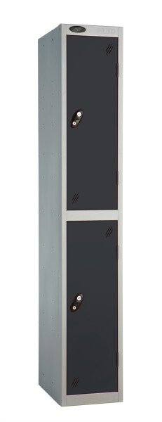 Probe Two Door Single Nest Steel Locker - 1780 x 305 x 380mm - Black (RAL 9004)