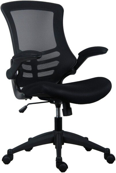 TC Marlos Mesh Back Chair with Folding Arms - Black