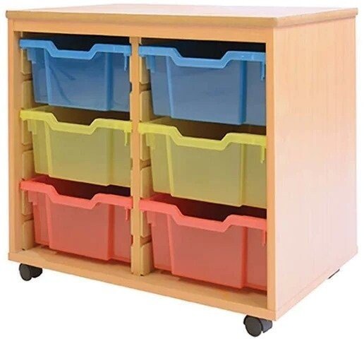 Principal Best Value 6 Deep Coloured Tray Mobile Inc Trays Beech
