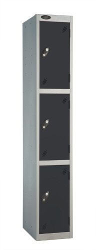 Probe Three Door Single Steel Locker - 1780 x 305 x 460mm - Black (RAL 9004)