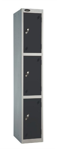 Probe Three Door Single Steel Locker - 1780 x 305 x 305mm - Black (RAL 9004)