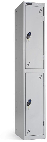 Probe Two Door Single Nest Steel Locker - 1780 x 305 x 305mm - Silver (RAL 9006)