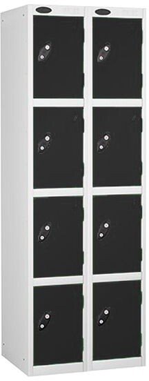 Probe Four Door Nest of 2 Steel Lockers - 1780 x 610 x 305mm - Black (RAL 9004)