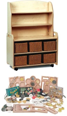 Millhouse Mobile Welsh Dresser Display Storage with 6 Baskets & Loose Parts Kit