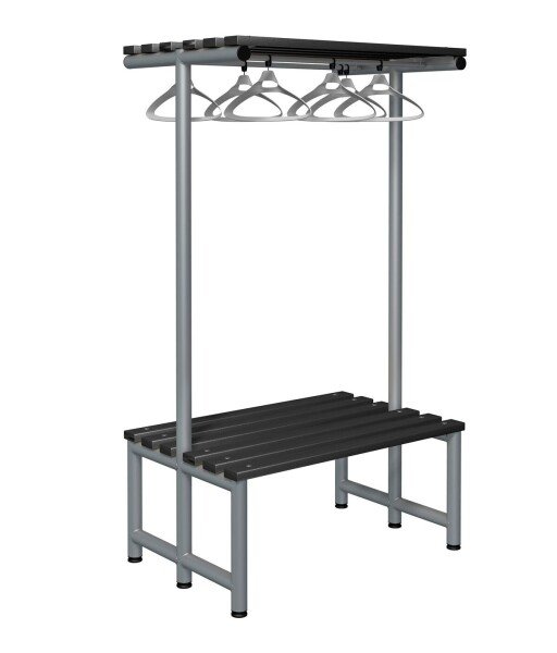 Probe Cloakroom Double Sided Overhead Hanging Bench 1000 x 720 x 475mm - Black Polymer