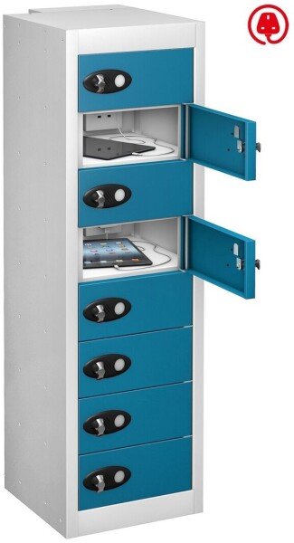 Probe TabBox 8 Compartment Locker with Standard Plug - 1000 x 305 x 370mm - Blue (Similar to RAL 5019)
