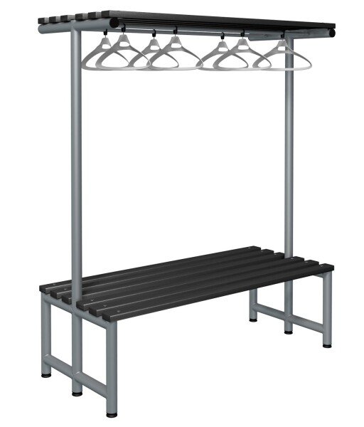 Probe Cloakroom Double Sided Overhead Hanging Bench 1500 x 720 x 475mm - Black Polymer