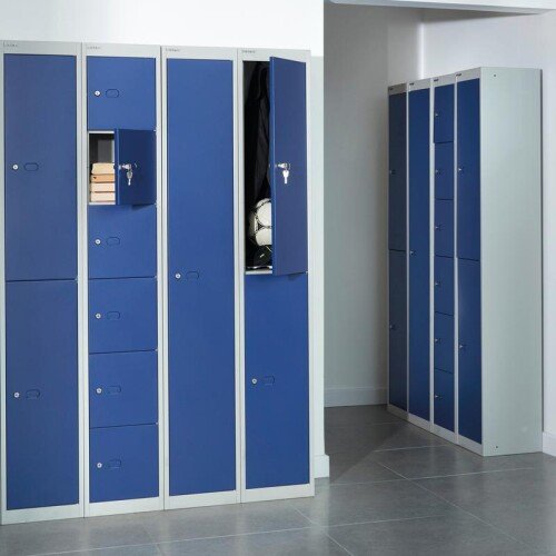 Bisley lockers with 2 doors 305mm deep - Grey